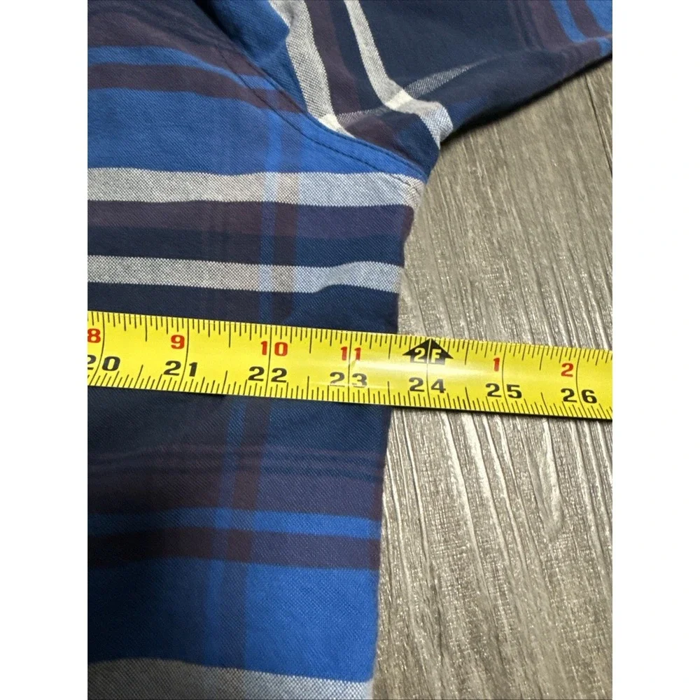The North Face Mens XL Blue Burgundy Plaid Flannel Long Sleeve Button Down Shirt